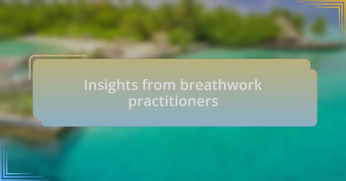 Insights from breathwork practitioners